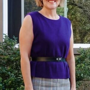 Eileen Fisher Deep Purple Merino Wool Sweater Vest - Medium